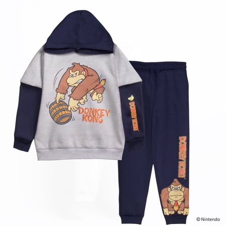 Nintendo Donkey Kong Boys Pullover Hoodie & Jogger Pants Set (Toddler & Big Boys) 2-Piece Bundle Sizes 3T-12