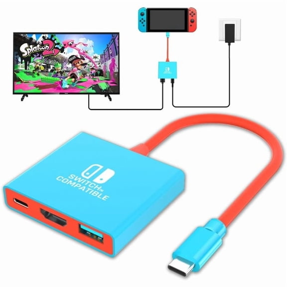 Switch HD Dock Adapter, Switch TV Adapter for Switch Docking Station, Portable Charging Switch TV Dock, Switch HD Adapter Compatible Switch/Steam Deck/Switch OLED for Switch Travel Dock