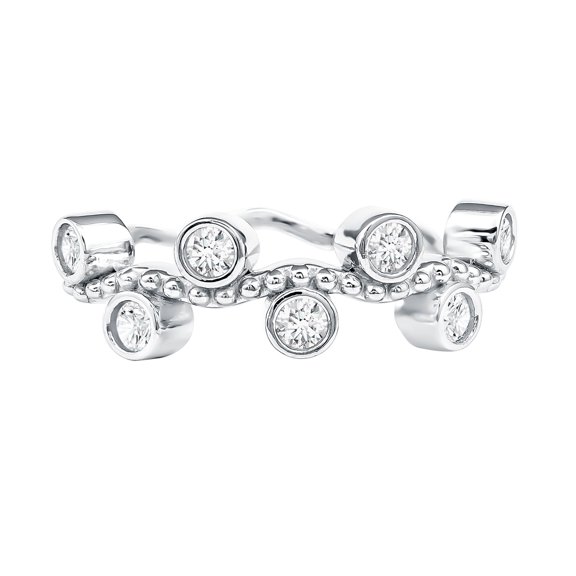 Rosec Jewels Lab Grown Diamond Curved Band Ring for Women - EF-VS Quality Certified - Ready to Gift with Jewelry Box, 925 Sterling Silver, US 4.00