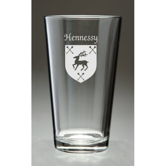 Hennessy Irish Coat of Arms Pint Glasses - Set of 4 (Sand Etched)