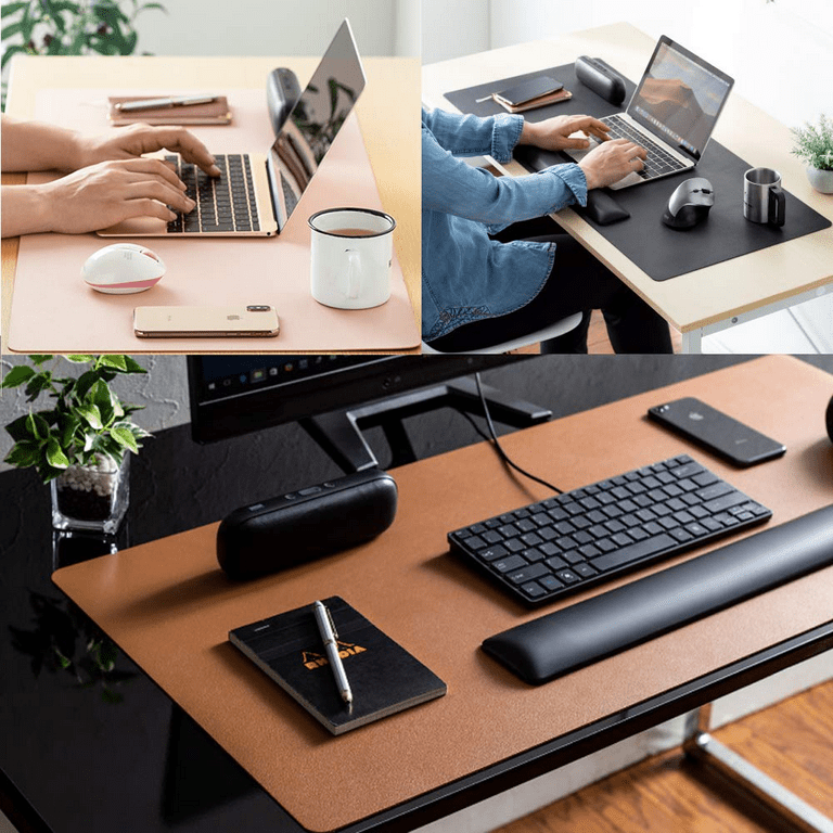 Aothia Leather Desk Pad Protector Mouse Pad Office Desk Mat Non Slip PU Leather Desk Blotter Laptop Desk Pad Waterproof Desk Writing Pad for Office and Home 36 x 17