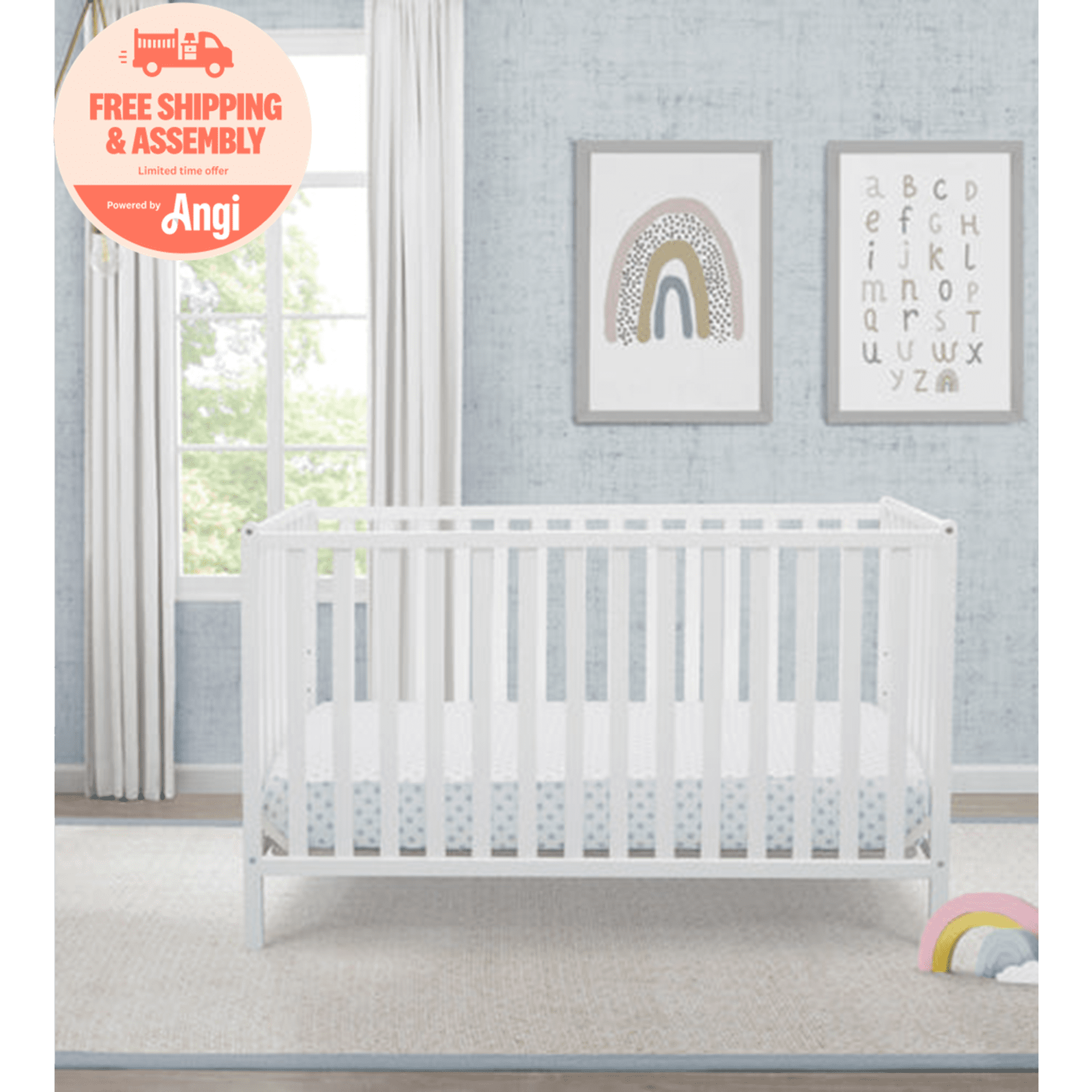 Delta Children Heartland 4-in-1 Convertible Crib, Greenguard Gold Certified, Bianca White