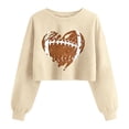thumbnail image 4 of Crop Sweatshirt for Women Funny Football Baseball Mom Graphic Lantern Long Sleeve Pullovers Soft Lightweight Loose Fit Sweatshirts Trendy Print Shirts Daily Travel Outfits, Beige L, 4 of 4