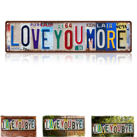 Vintage Love You More Wall Decor Street Signs, Love You More Sign, Vintage Metal Wall Art 16 X 4 Inches, For Home Bar Coffee Wall Art Decor, Metal Art for Indoor Wall