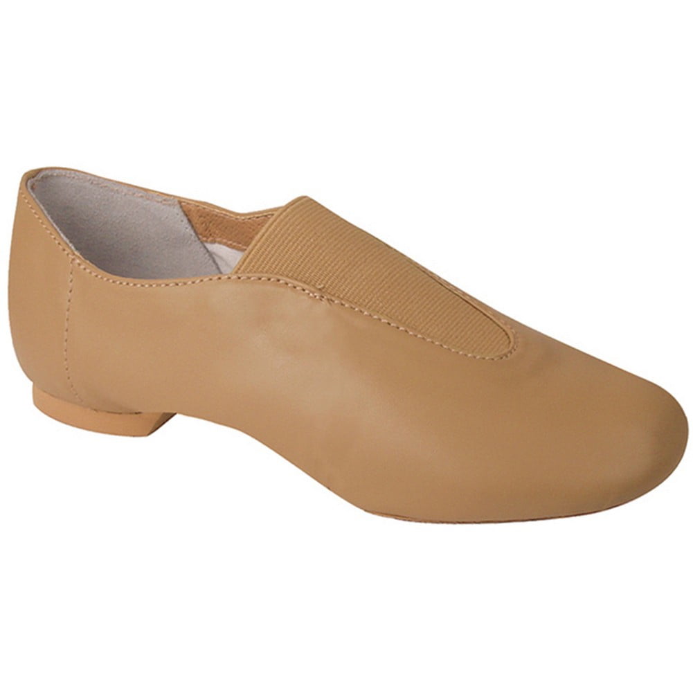 Dance Class Girls Beige Leather Gore Split Sole SlipOn Jazz Shoes 1