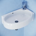 thumbnail image 2 of Renovators Supply Carlingwood Corner Wall Mounted Bathroom Sink 17" White Ceramic Oval Floating Vessel Sink w/Overflow and Single Faucet Hole, 2 of 13