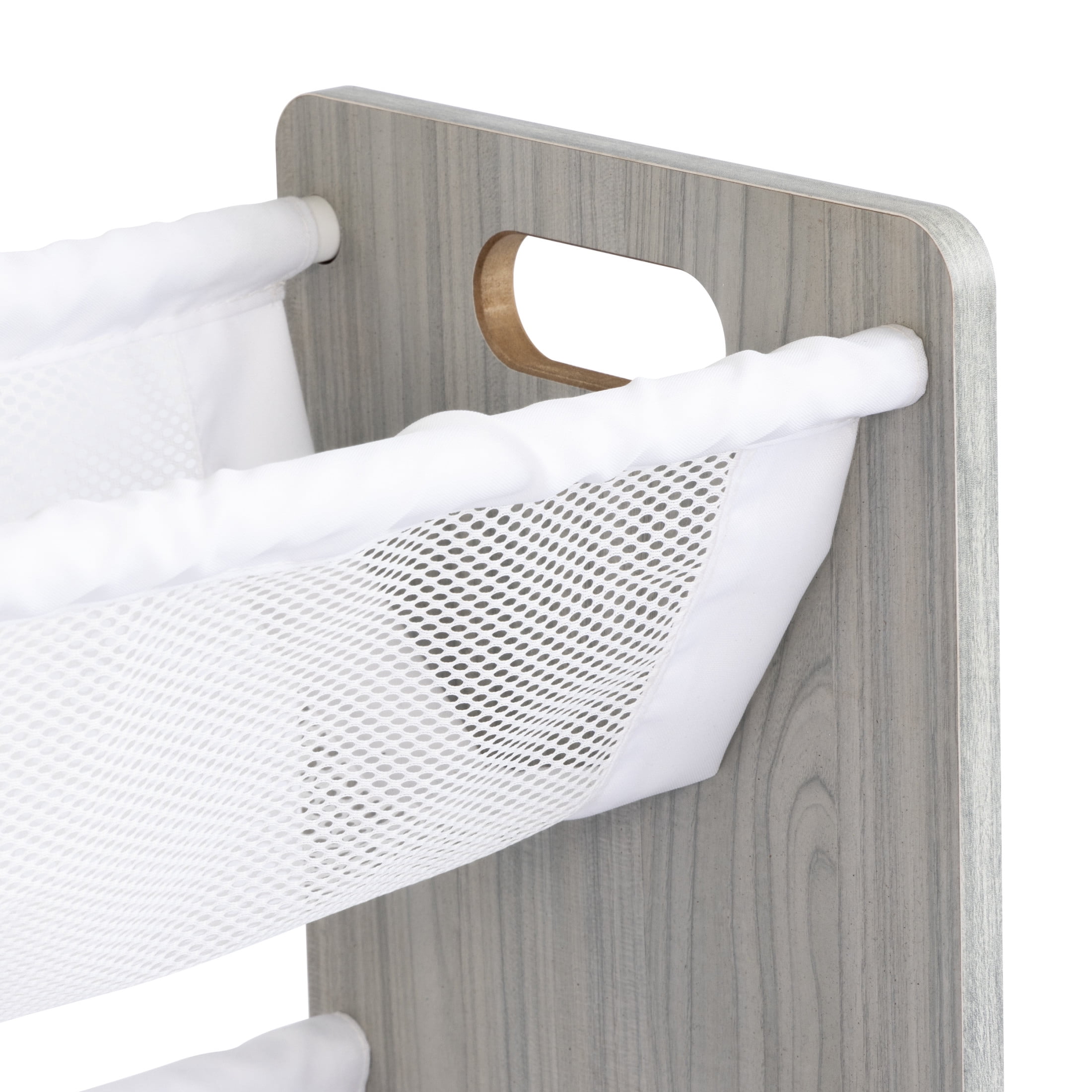 Humble Crew Slate Stuffed Animal Organizer with 3 Tiers, Grey Woodgrain/White