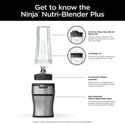 Ninja Nutri-Blender Plus Compact Personal Blender, 900-Peak-Watt Motor, Frozen Drinks, Smoothies, Sauces & More, (3) 20 oz. To-Go Cups, (2) Spout Lids & (1) Storage Lid, Dishwasher Safe, BN301 Silver