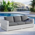 thumbnail image 2 of Lounge Sofa, Rattan, Wicker, Grey Gray, Modern Contemporary Urban Design, Outdoor Patio Balcony Cafe Bistro Garden Furniture Hotel Hospitality, 2 of 8