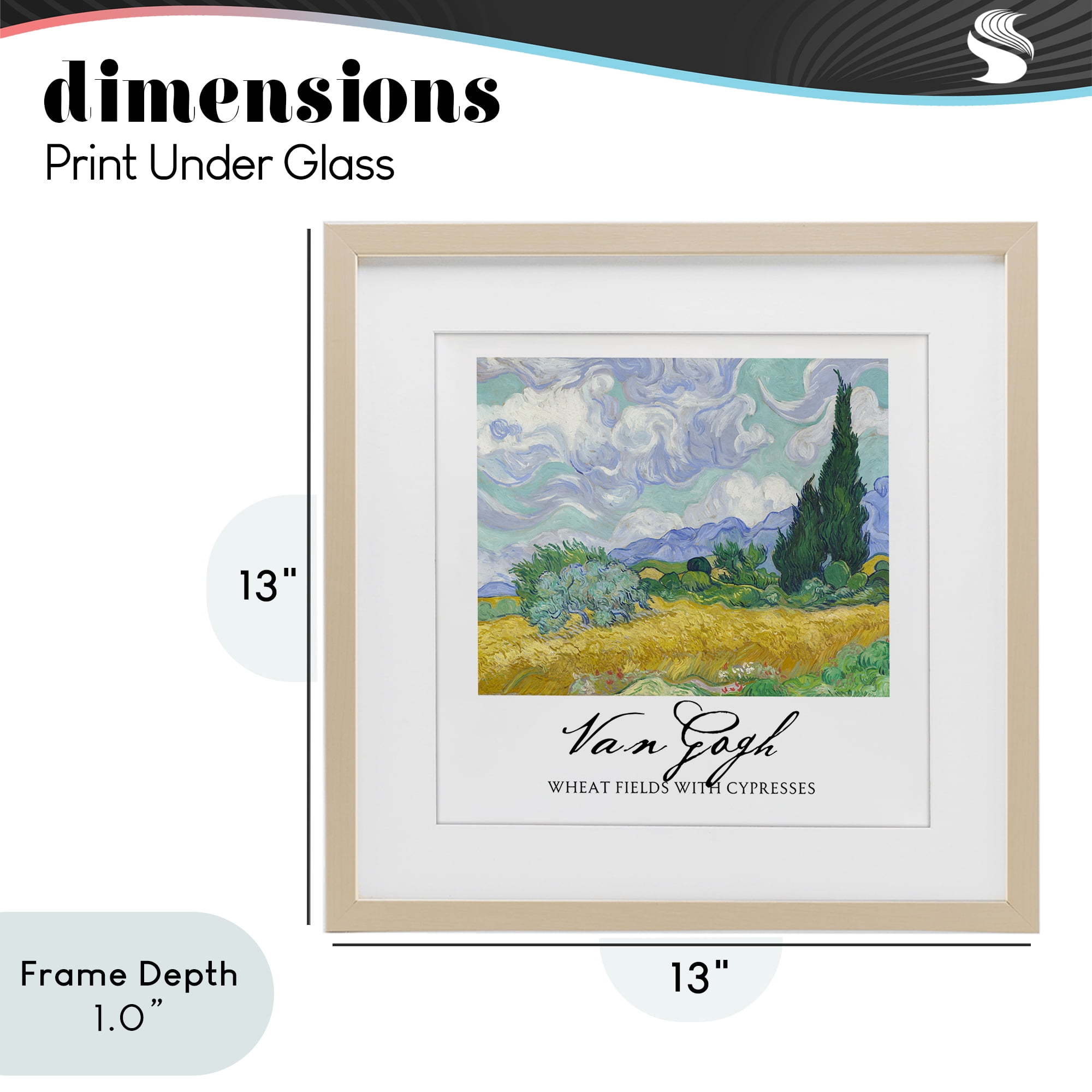 Stupell Industries Van Gogh Wheat Field with Cypresses Birch Framed Print Under Glass, design by Vintage Hustle