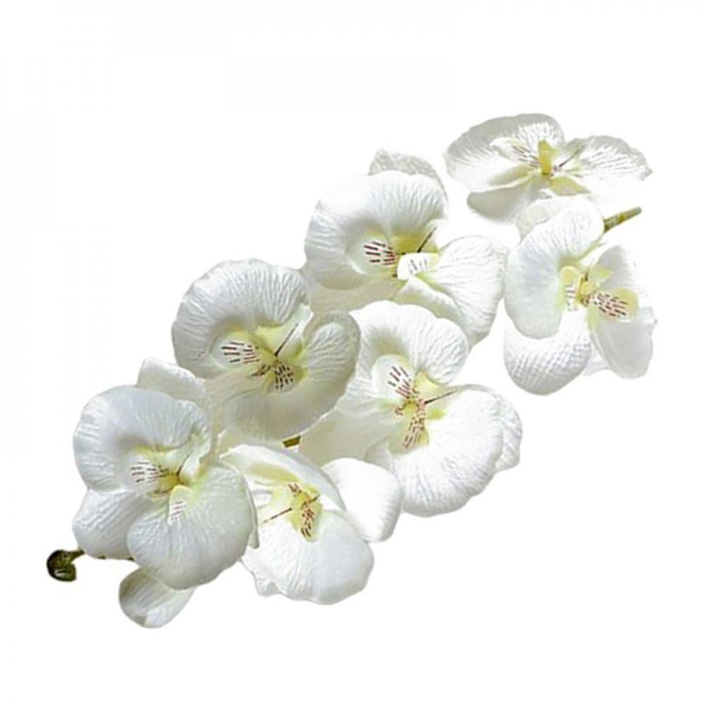 Clearance! 8 Heads White Artificial Silk Phalaenopsis Flower Real Touch