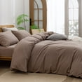 thumbnail image 3 of BESTOUCH Duvet Cover Set King 100% Washed Cotton Linen Feel Soft Chic Lightweight 3Pcs (Pine Bark Brown, 104"x90"), 3 of 7