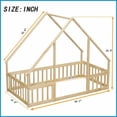 thumbnail image 4 of Twin Size Pine Wood Platform Bed with House-Shaped Roof & Guardrails, Natural - No Box Spring Needed, 4 of 21