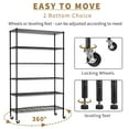 thumbnail image 4 of 6-Tier Wire Shelving Unit 2100Lb Capacity Adjustable Storage Shelves Heavy Duty Storage Rack with Wheels NSF Metal Shelf for Closet Kitchen Garage Basement, 48" L x 18" W x 82" H, Black, 4 of 8