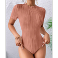 thumbnail image 4 of Bodysuits for Womens Crew Neck Short Sleeve Body Suits Going Out Outfits Summer Leotards Tops Onesie Shirts Dirty Pink S, 4 of 7
