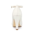 thumbnail image 2 of BLISSFUL STEP Women' Shoes Round Toe Stiletto Heel Ankle Strap Pumps White 8.5, 2 of 7