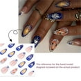 thumbnail image 2 of 24 Pcs Blue White French Tip False Nails Flowers Artificial Nails Press On Nails Short Almond Full Covers on Nails, 2 of 8
