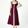 thumbnail image 5 of Hvyesh Renaissance Costume Women Medieval Dress Halloween Party Outfit Ren Fair Gown Short Sleeve Vintage Costume, 5 of 7
