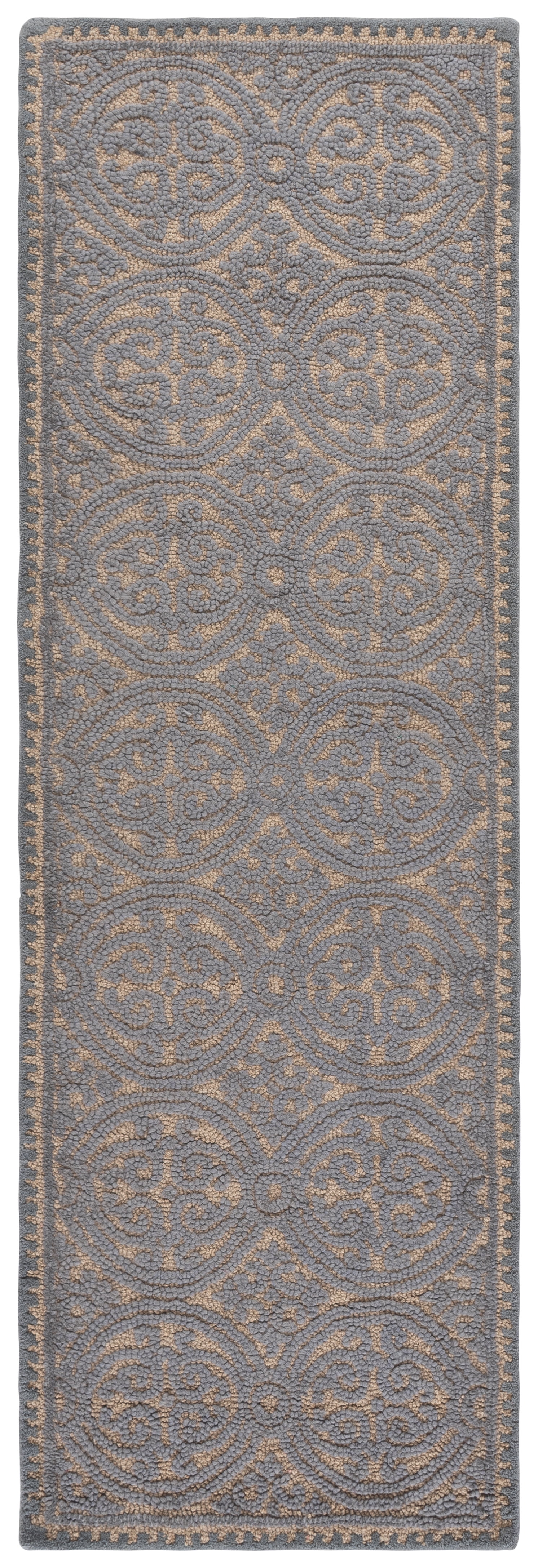 SAFAVIEH Cambridge Wade Geometric Wool Runner Rug, Dusty Blue/Cement, 2'6" x 8'
