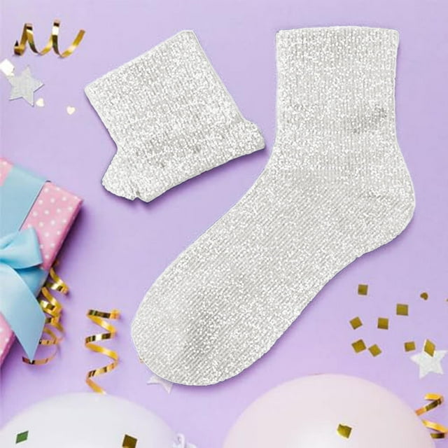 Sparkly Solid Color Slouch Socks, Fashionable Mid Calf Hosiery for Daily Wear, Comfortable Stretch Fit for Casual Outfits, Fun Design for Entertainment, Perfect for Lounge and Style