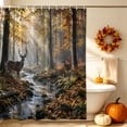 thumbnail image 4 of Forest Deer Shower Curtain Set - Standard 72" x 72" Washable Bathtub Curtain with 12 Hooks, Modern Country Trees Branch Elk Landscape Waterproof Fabric Stall Shower Curtains for Bathroom Décor, 4 of 8
