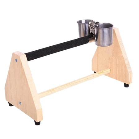 Pet Products Parrot Playstand Tabletop Perch with 2 Stainless Steel Feeding Cups Toys Bird Playground for Large Bird Parakeet