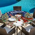 thumbnail image 6 of Navy Blue Christmas Snowman Round Tablecloth, Fitted Table Cover with Elastic for 36"-44" Round Tables, Xmas Tree Snowflake Botanical Table Cloth Outdoor Indoor Dinning Party Waterproof Tablecloths, 6 of 7