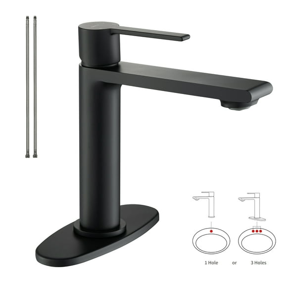 Casta Diva Single Handle Bathroom Sink Faucet for Single Hole Sink, Matte Black Brass Vanity Faucet incl. Deckplate