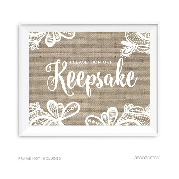 Sign Our Keepsake Burlap Lace Wedding Party Signs