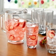 Angle View: Mainstays 7-Piece Clear Glass Pitcher and Drinkware Tumbler Set