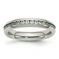 thumbnail image 1 of Stainless Steel 4mm March Blue Cubic Zirconia Cz Ring Birthstone, 1 of 10