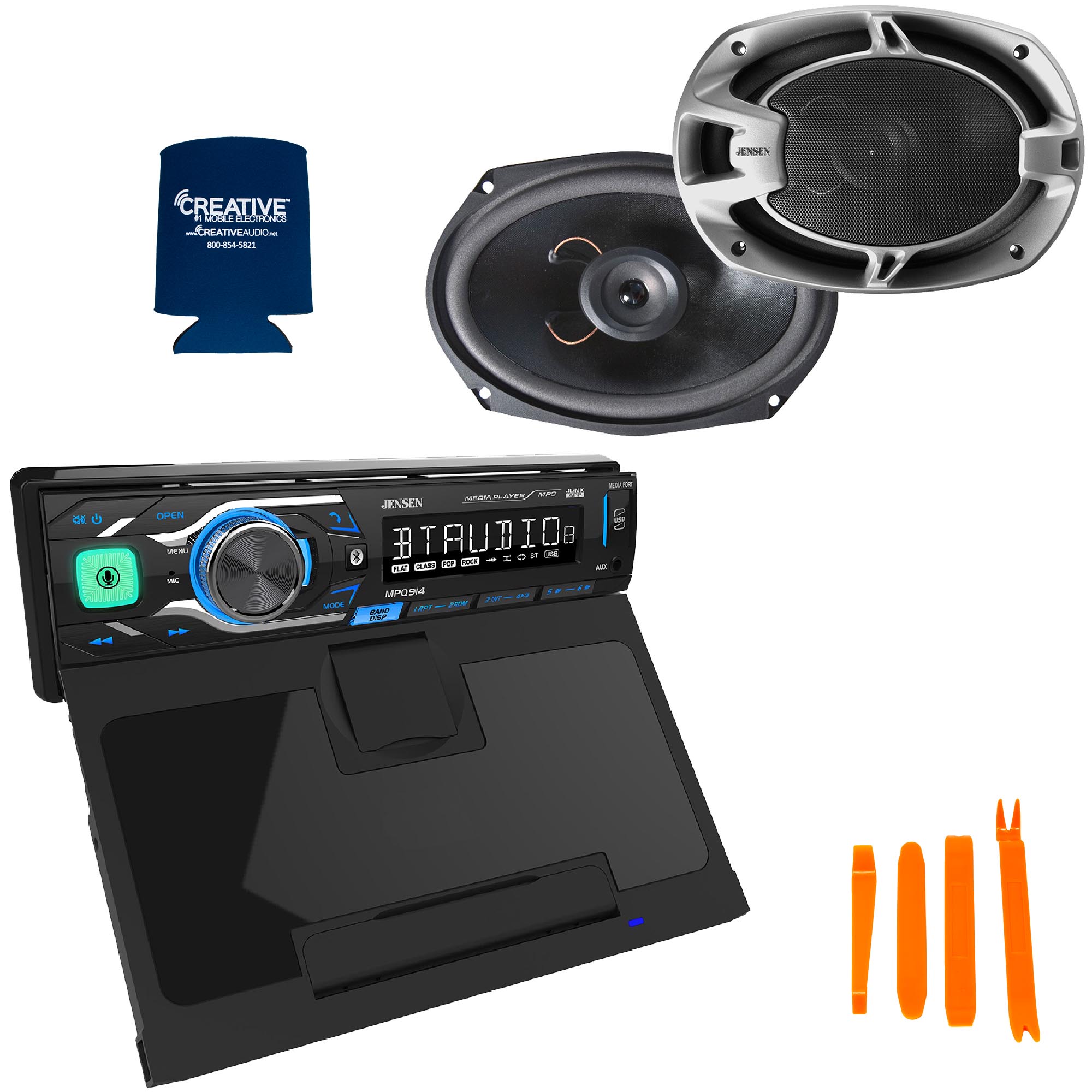 Jensen MPQ914 Single Din Media Receiver With QI Wireless Charging and 1