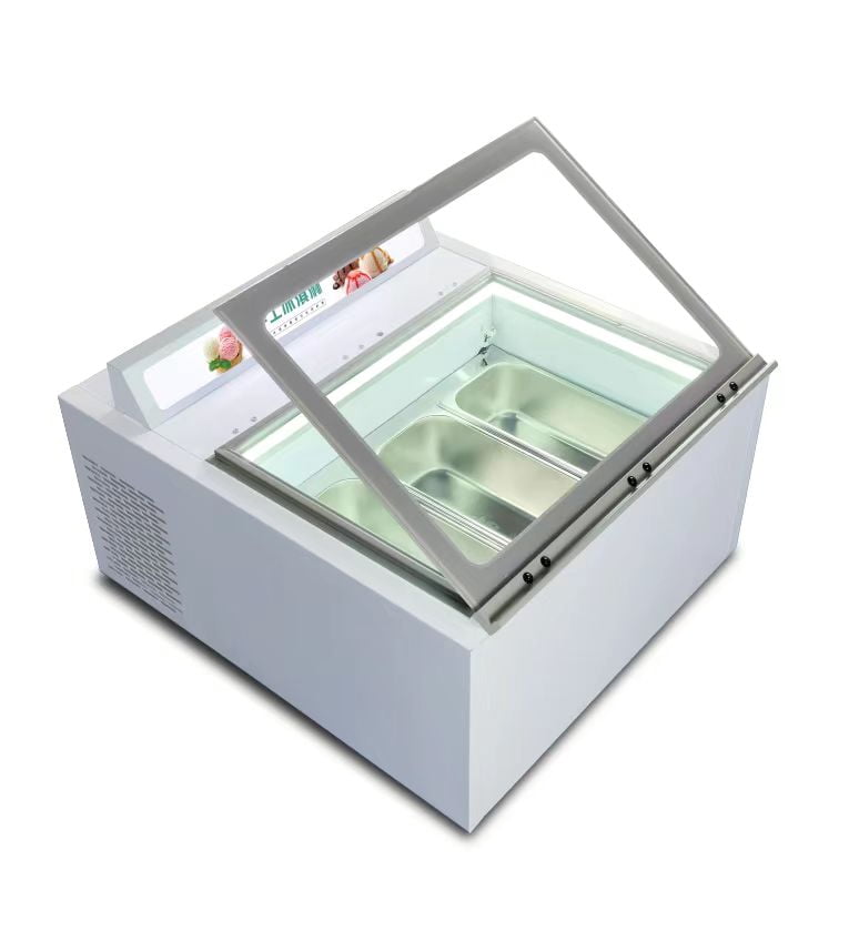 Mvckyi Gelato Display Case 1/3GN Pan, Ice Cream Freezer Showcase Cabinet, Counter Cycle Refrigeration with Led Lighting, Fast Cooling Sorbet Chest Fridge