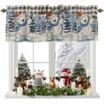 thumbnail image 4 of Kitchen Valances for Window, Christmas Bear Santa Hat Snowy Xmas Tree Light Filtering Rod Pocket Valance Curtain, Vintage Black Plaid Short Curtains Window Topper for Bedroom 54x18in, 4 of 7