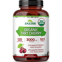 Zazzee USDA Organic Tart Cherry Extract 3000 mg, 10:1 Concentrated Extract, 120 Vegan Capsules – Natural Joint, Sleep & Recovery Support – Non-GMO, Made in USA