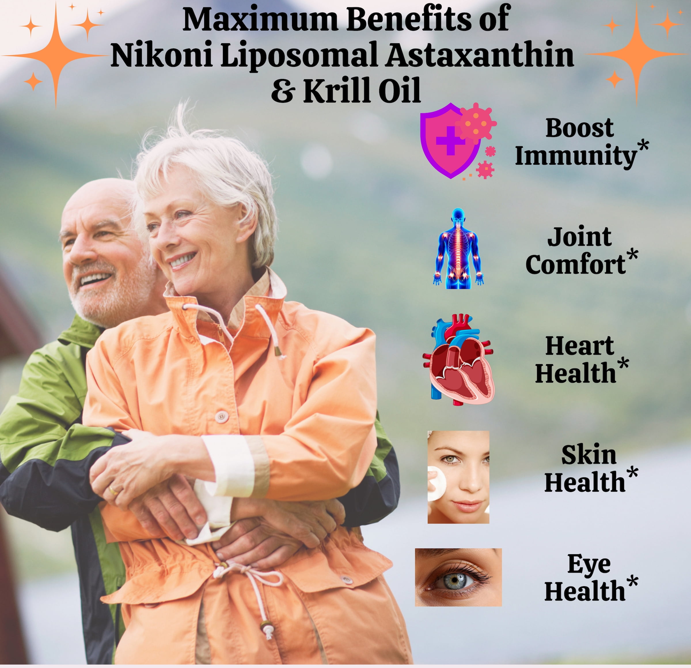 Nikoni Liposomal Astaxanthin & Krill Oil, 24 mg Antioxidant with Omega-3s, Supports Cellular, Joint & Heart Health, Gluten-Free, 120 Softgels