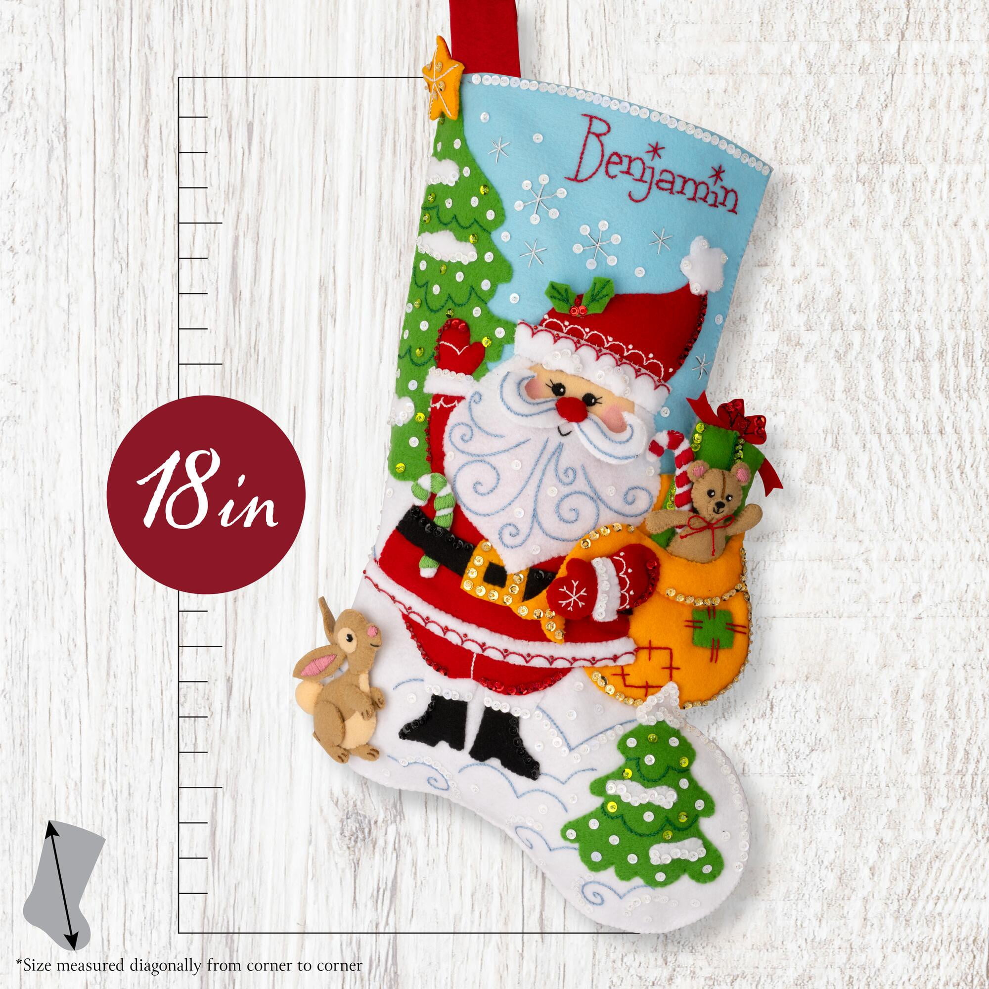 Bucilla Retro Holiday Santa 18 in Multicolor Felt Stocking Kit