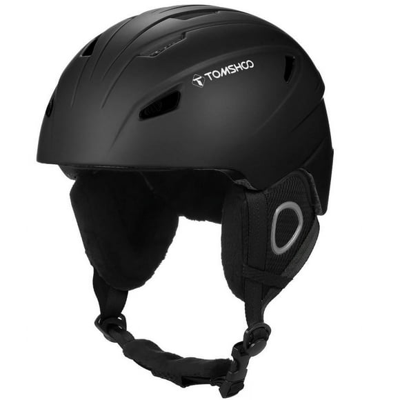 yeacher TOMSHOO Winter Ski Helmet - Black, Size M, No Goggles, Lightweight & Ventilated with Adjustable Fit for Ultimate Comfort and Safety