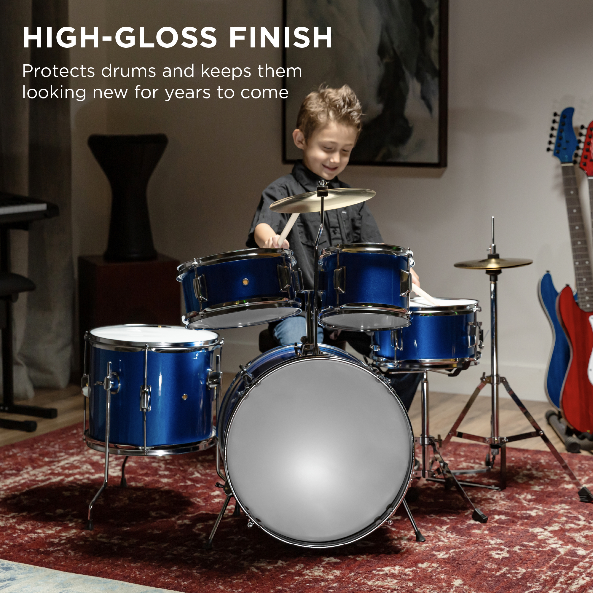 Best Choice Products 5-Piece Kids Drum Set in Blue photo 6