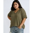 thumbnail image 3 of Aiyino Women’s Tops And Blouse Plus Size Short Sleeve Casual Loose Summer T Shirts,L Green, 3 of 7