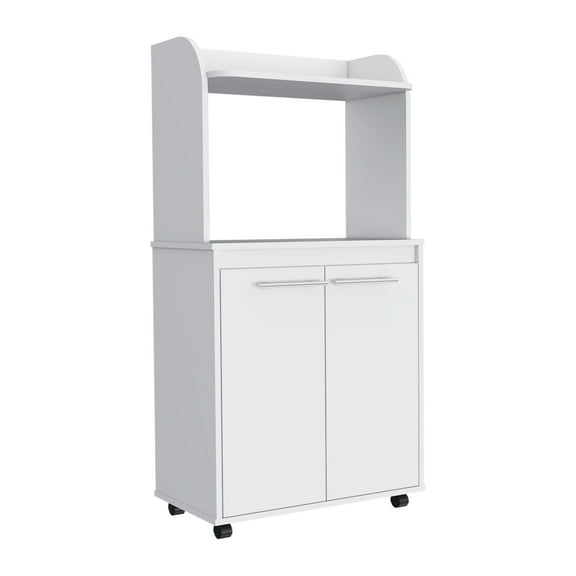 Kitchen Islands Rockford Kitchen Cart, Open Shelf, Double Door Cabinet, Two Interior Shelves,Kitchen Carts