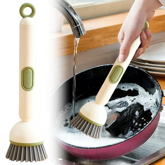 RBCKVXZ Kitchen Long-Handled Cleaning Brush Liquid-Adding Multi-Functional Non-Stick Oil- Rotary Pot Brush