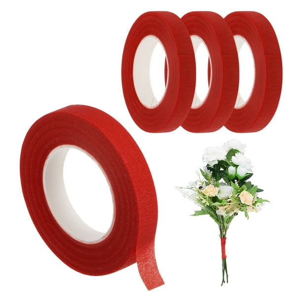 Uxcell 4-Rollos de Cintas Florales de 1/2 Pulgada 30 Yardas Cinta Floral Roja para Manualidades Florales para Ramos de Flores Frescas de Boda