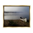thumbnail image 3 of Stupell Industries Lone Canoe Tranquil Foggy Lake Beach Weather Photograph Metallic Gold Floating Framed Canvas Print Wall Art, Design by Daphne Polselli, 3 of 5