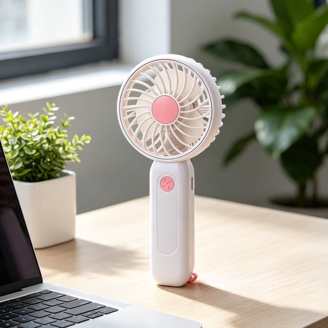 CaiYueKe Handheld Fan, USB Rechargeable Mini Fan, Portable Desktop Fan, 3 Speed Adjustable Fan, Personal Cooling Fan for Outdoor Office Travel, Compact Battery Powered Fan with Charging Cable