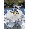 thumbnail image 6 of Navy Blue Chrysanthemum Round Fitted Tablecloth with Elastic Edge, Waterproof Table Cloth Table Cover for 55"-60" Tables, Farmhouse Botanical Floral Modern Tablecloths for Dining Picnic Outdoor, 6 of 9