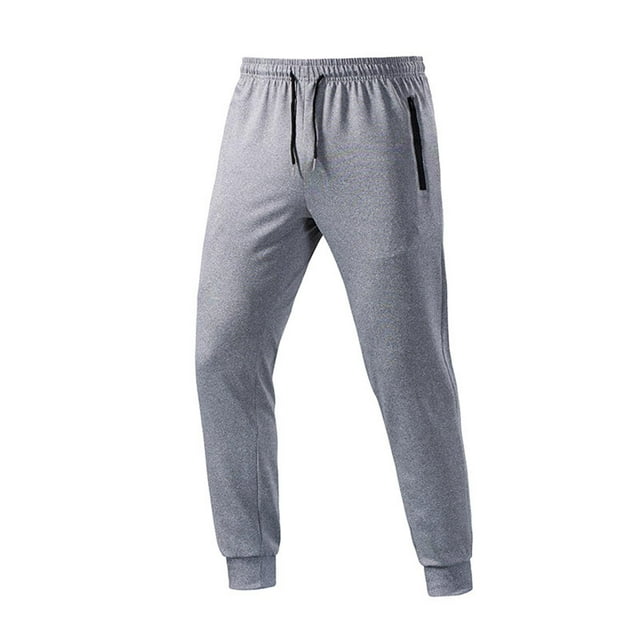 Enjoytime Mens Pants Solid Color Elastic Waist Drawstring Tapered Plus Size Work Pants Casual Athletic Workout Mens Sweatpants Gray XL