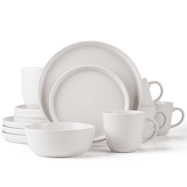 SKUGGA Round Stoneware 16pc Dinnerware Set of 4, Dinner Plates