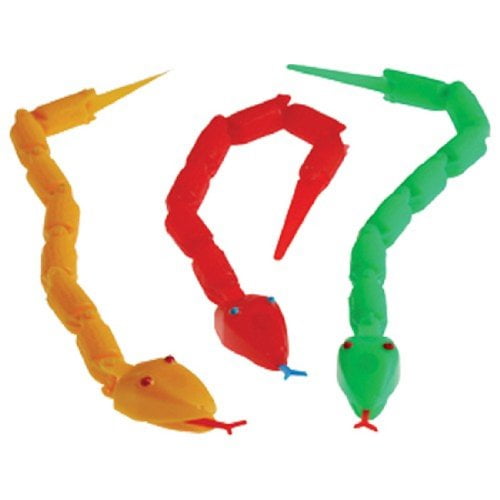 Set Of 24 Assorted Color Mini Jointed Wiggly Plastic Snakes