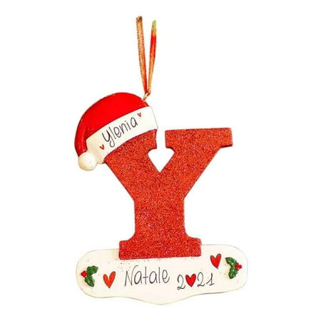 

Chicmine Personalized Letter Pendant with Bead Lanyard Acrylic Xmas Shiny A-Z Hanging Ornament Party Supplies